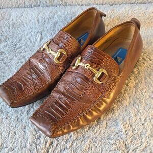 VTG Giorgio Brutini Mens Brown Leather Exotic Horsebit Loafers Dress Shoes Sz 8M